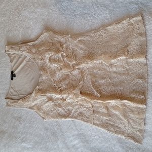Express size S Beige Lace Tiered Ruffled Tank Top